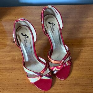 Pierre Fontaine Red and Gold high-heeled sandals sz 5